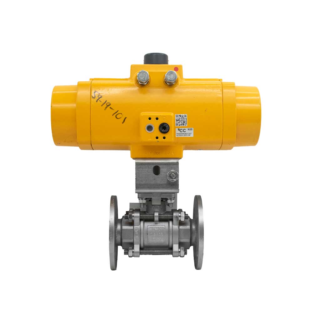 شیر توپی فلنجدار سایز ۱٫۵ اینچ، رده فشاری PN64 با عملگر EL-O-Matic