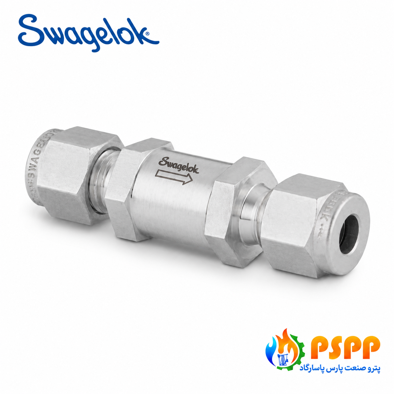 شیر یک‌طرفه ابزار دقیق استنلس استیل سوئیچ لاک (Swagelok) | فروش چک ولو سوئیچ لاک