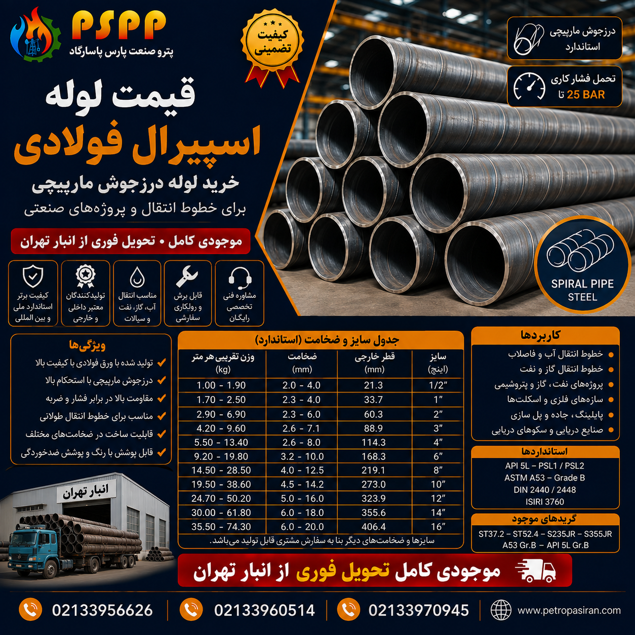 لوله اسپیرال فولادی | فروش لوله صنعتی