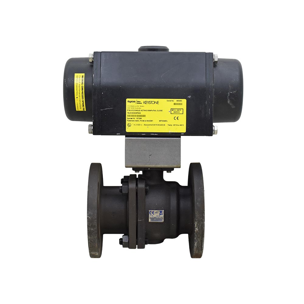شیر توپی (بال ولو) فلنج‌دار TYCO F190 دو اینچ کلاس ۱۵۰ بدنه WCB پنوماتیکی