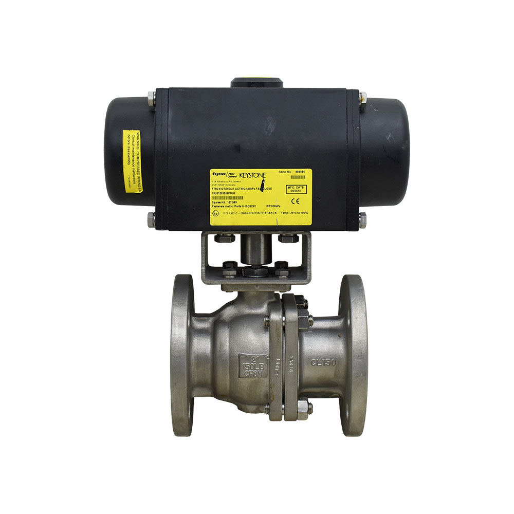 شیر توپی (بال ولو) فلنجدار TYCO F190 دو اینچ CF8M با عملگر Keystone