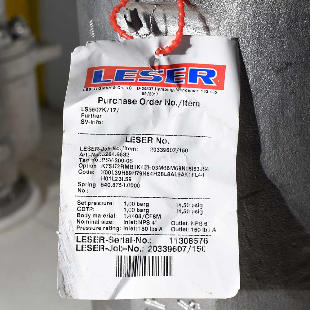 فروش سیفتی ولو فلنج‌دار استنلس استیل LESER آلمان سایز 4×6 اینچ کلاس 150 | حفاظت مطمئن تجهیزات صنعتی - تصویر 5