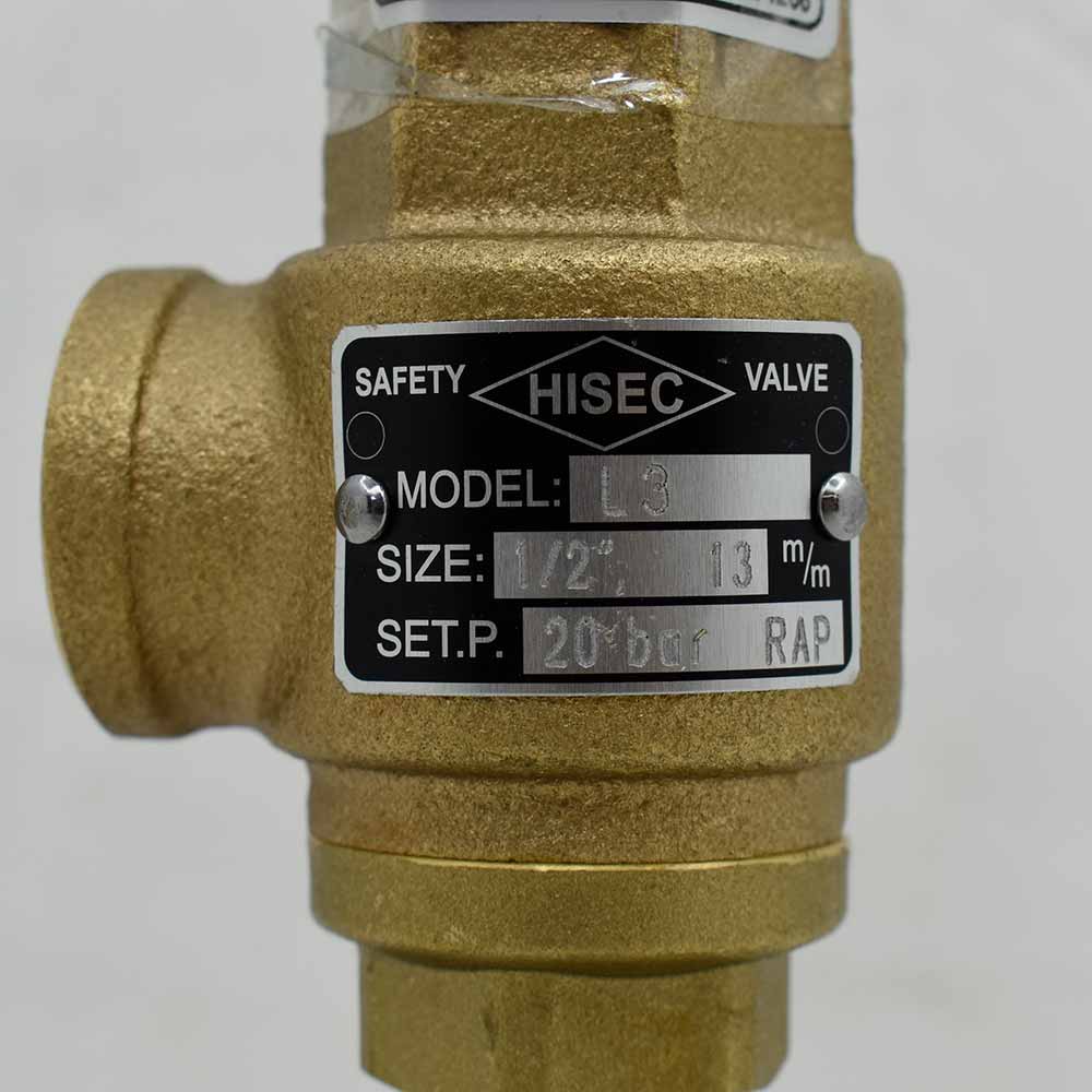 شیر اطمینان دنده‌ای برنجی HISEC مدل L3 سایز ½ اینچ فشار تنظیم ۲۰ بار — تصویر 3