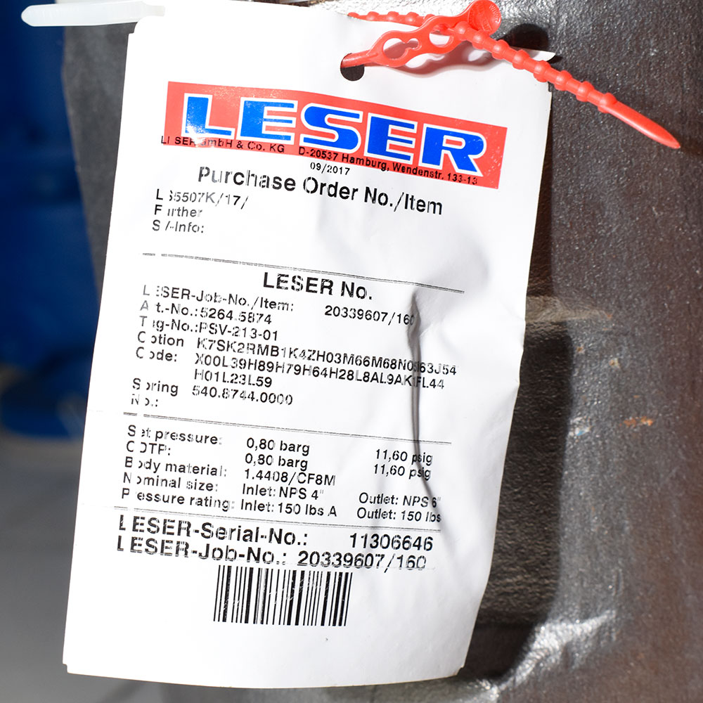 شیر اطمینان فلنج‌دار استیل LESER مدل 5264.5874 سایز ۴×۶ اینچ کلاس 150 — تصویر 3