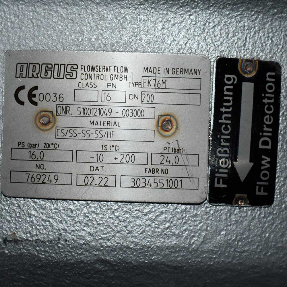 شیر توپی (بال ولو) فلنج‌دار ARGUS FK76M هشت اینچ PN16 با عملگر F2500M — تصویر 3